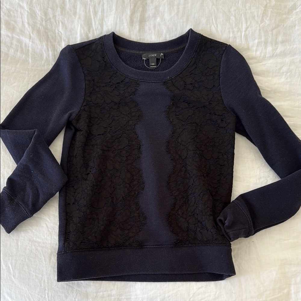 J. Crew Black Lace Sweatshirt